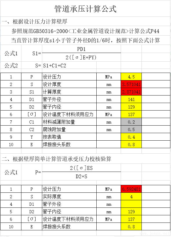 無(wú)縫鋼管壓力計(jì)算公式